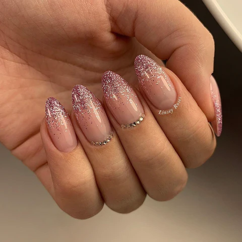 Glitter Gradient nails for valentines day